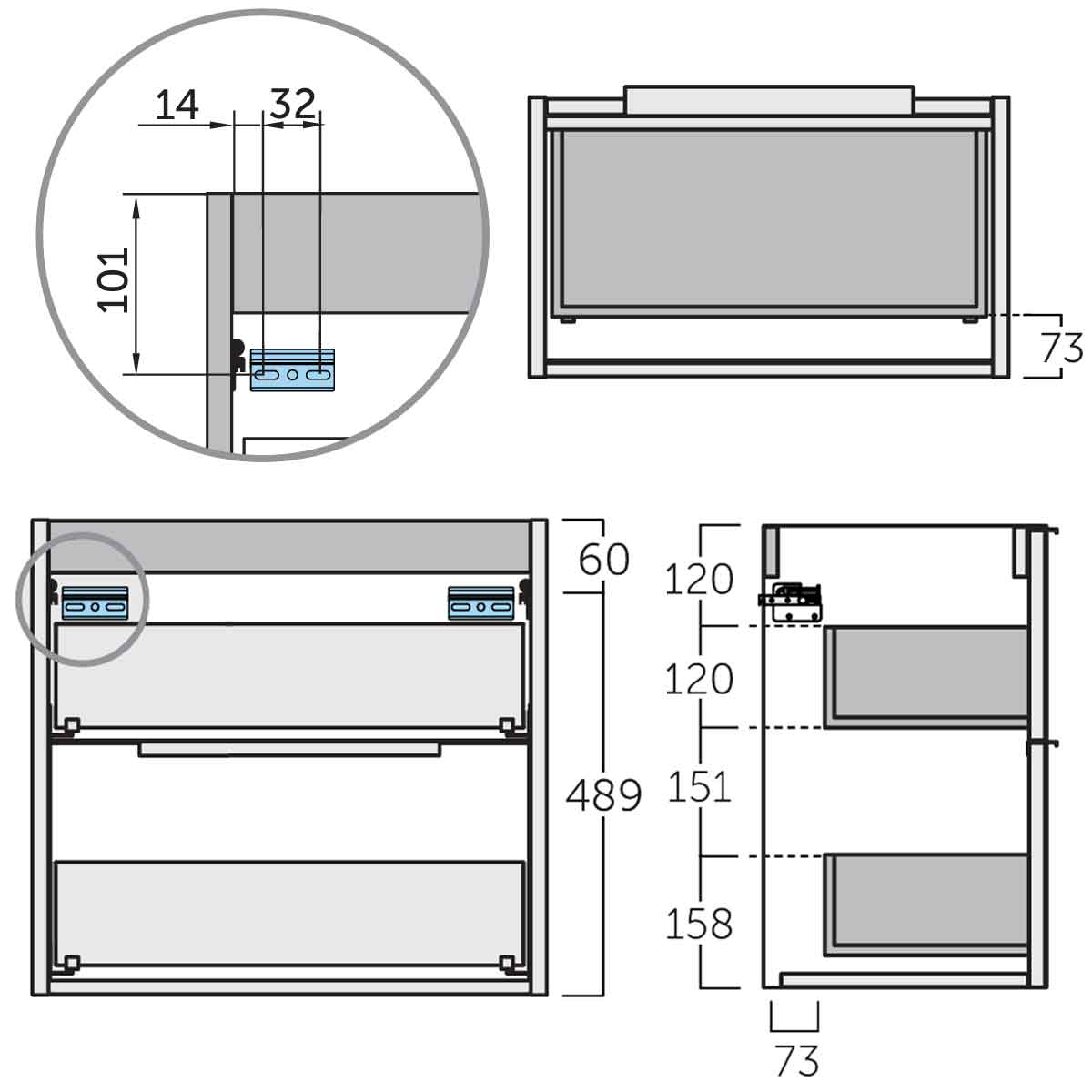 Servantskap med Servant Tenfors Smidig 60 cm Hvit Blank