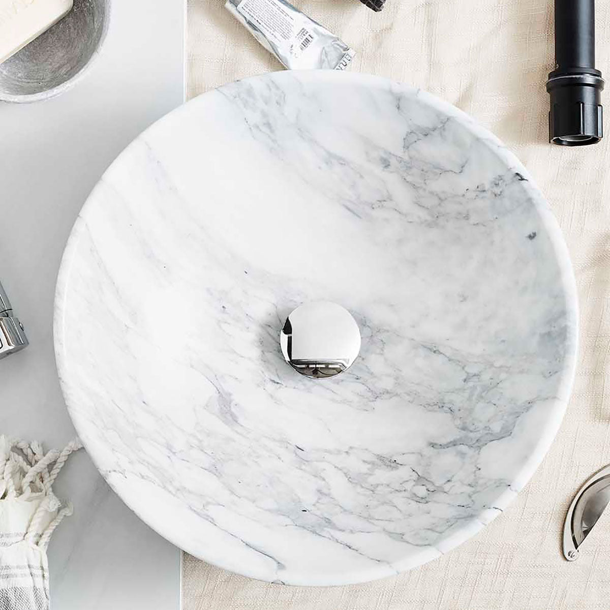 Frittstående servant Noro Marble hvit