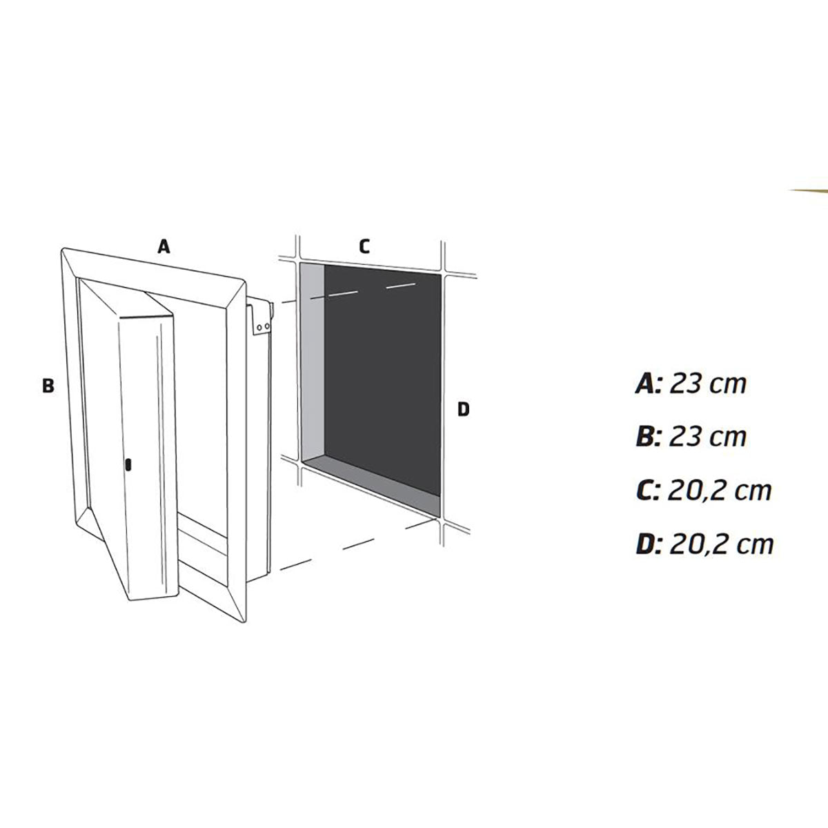 Inspeksjonsluke Push Black 200x200 mm