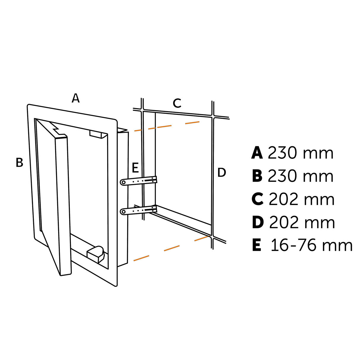 Inspeksjonsluke Push White 200x200 mm