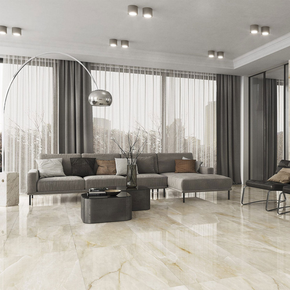 Gulvflis Onix Beige Marmor Blank 90x90