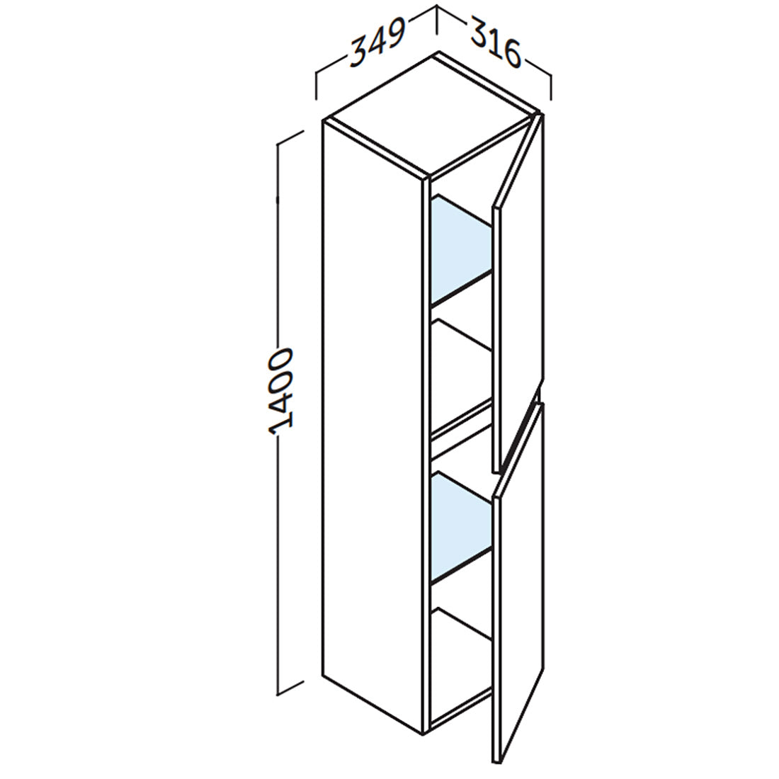 Høyskap bad 35x140 cm Tenfors Viken Svart matt