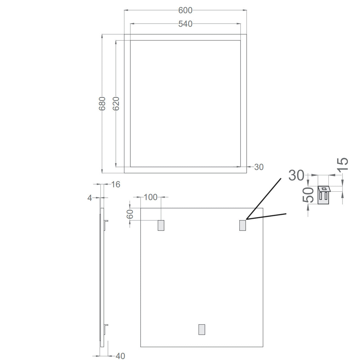 Baderomsspeil 60x68 cm Tenfors Allmoge Salvie