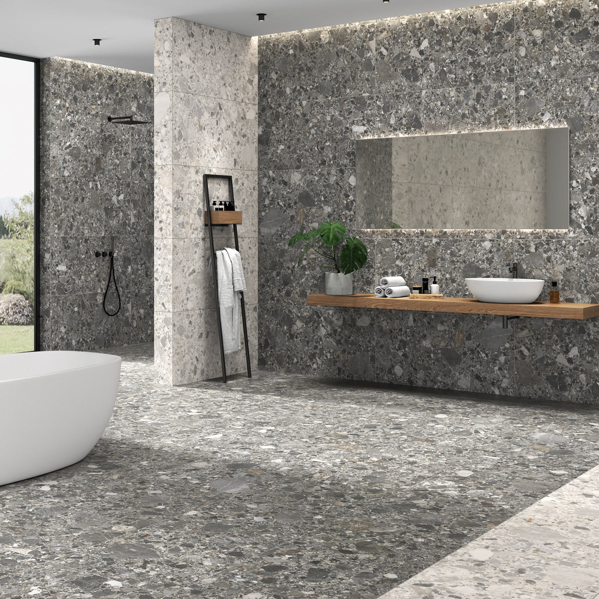 Gulvflis Inlay Terrazzo Graphite Matt 60x120