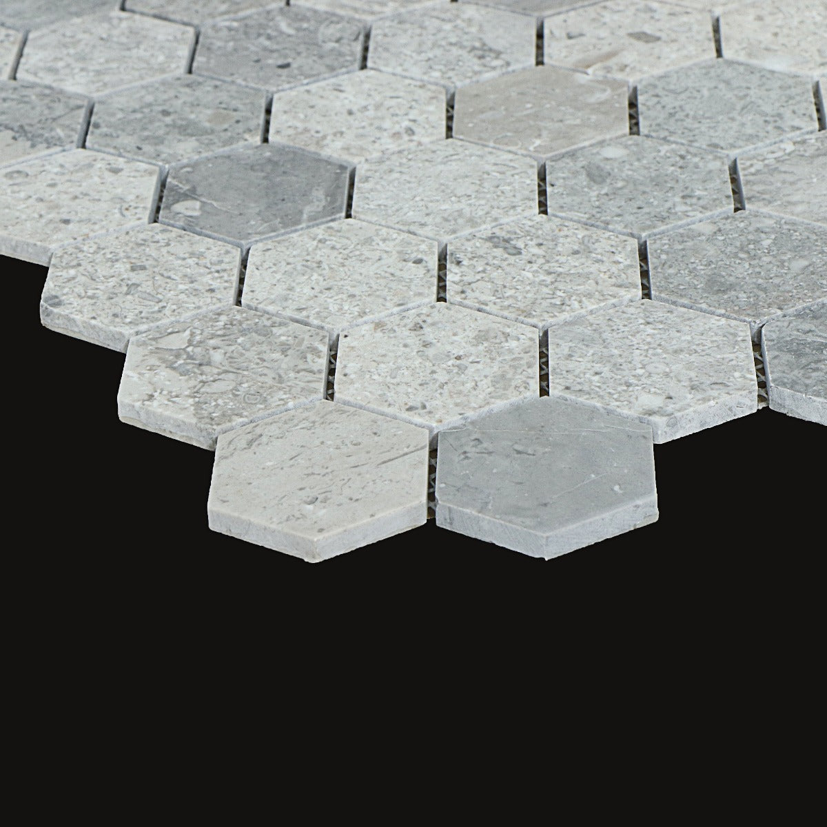 Mosaikk Marmor Hexagon Rocky Grey