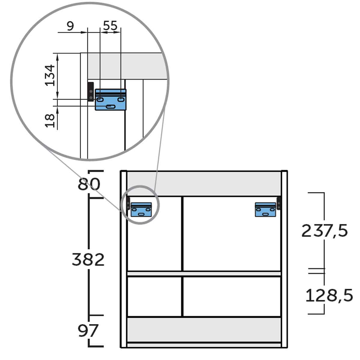 Servantskap med servant Tenfors Kompakt 55 cm Hvit Blank