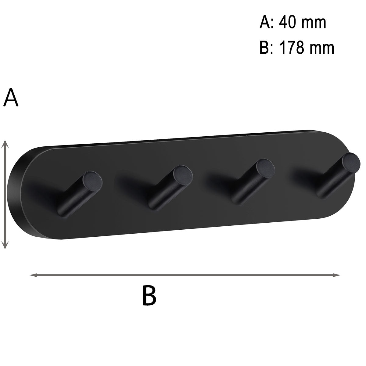 Kroklist, 4 kroker Smedbo Home Svart Matt