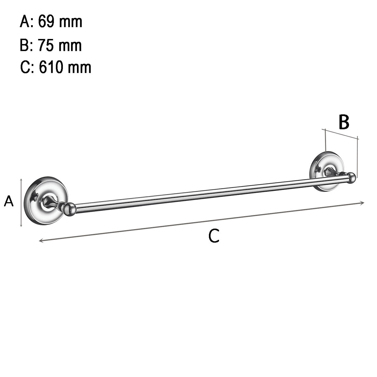 Håndklestang Smedbo Villa Krom Polert 60 cm