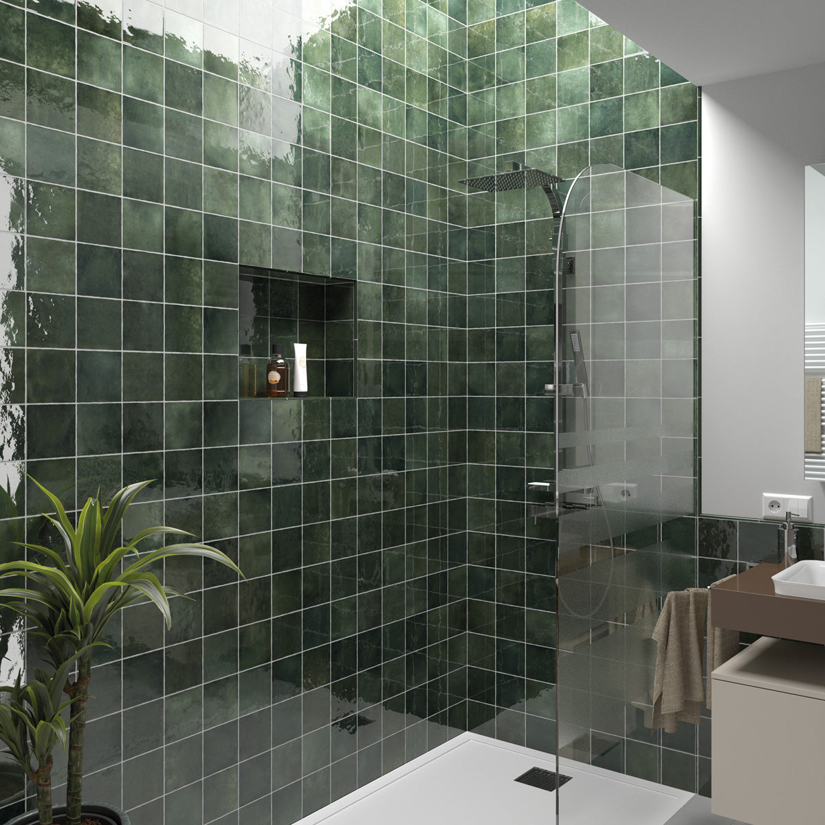 Prøvebit Veggflis Creativa Moss Green Blank 13,2x13,2