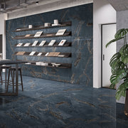 Gulvflis Planet Blue Metal Shine 90x90