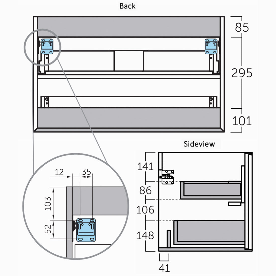 Servantskap 100 cm Tenfors Rosendal Eik