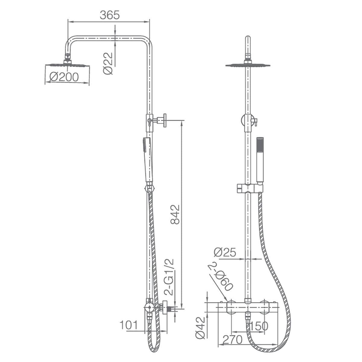 Takdusjsett Monza Krom Ø200 mm