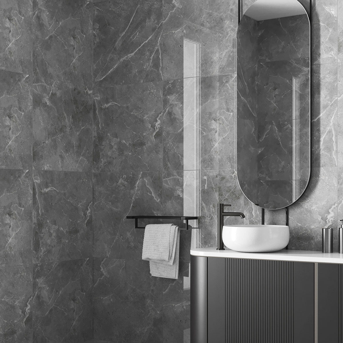 Gulvflis Pulpis Dark Grey Marmor Blank 60x60