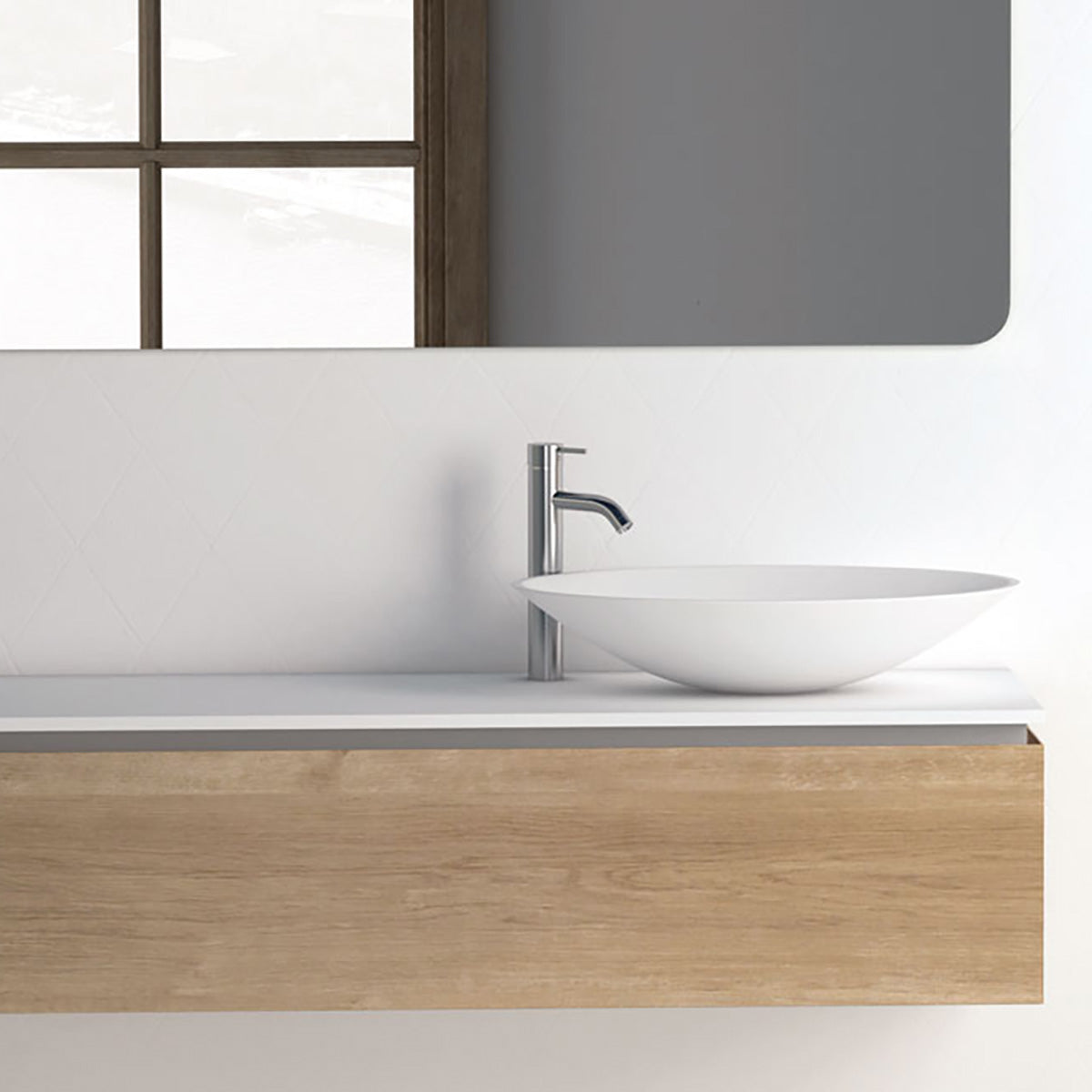 Benkeplate Solid Surface Tenfors 100x45 cm Hvit Matt