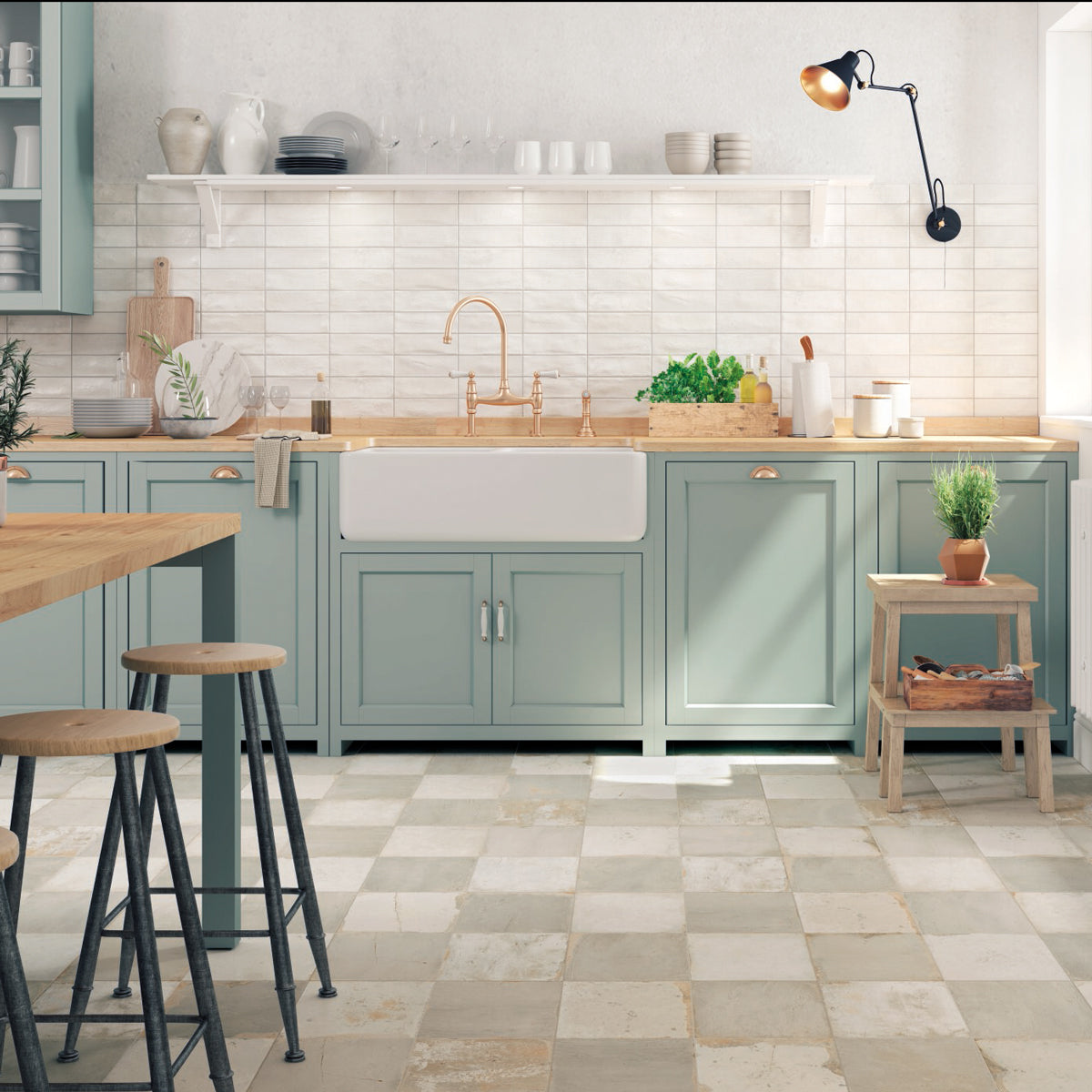 Gulvflis FS Checkers Silver 45x45