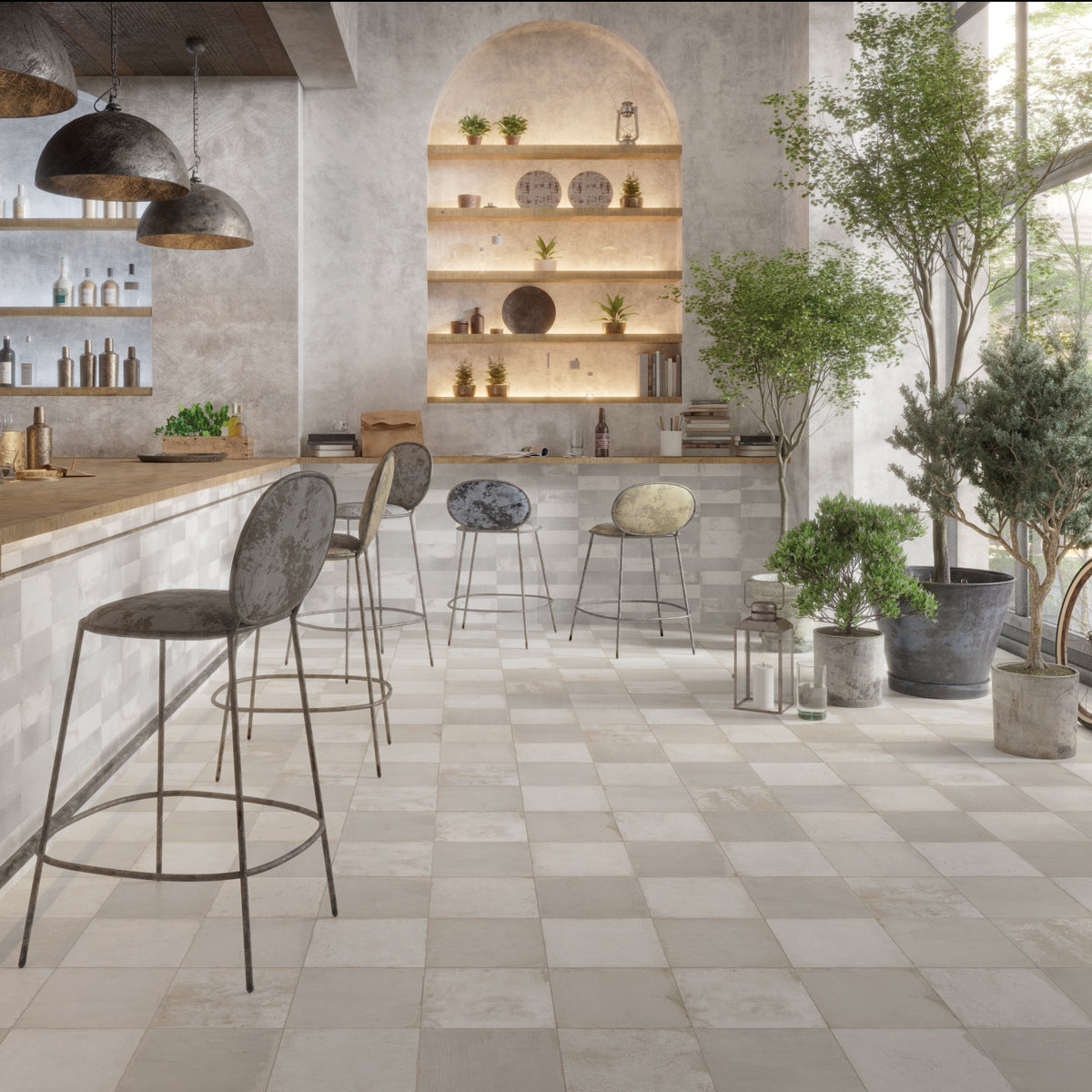 Gulvflis FS Checkers Silver 45x45