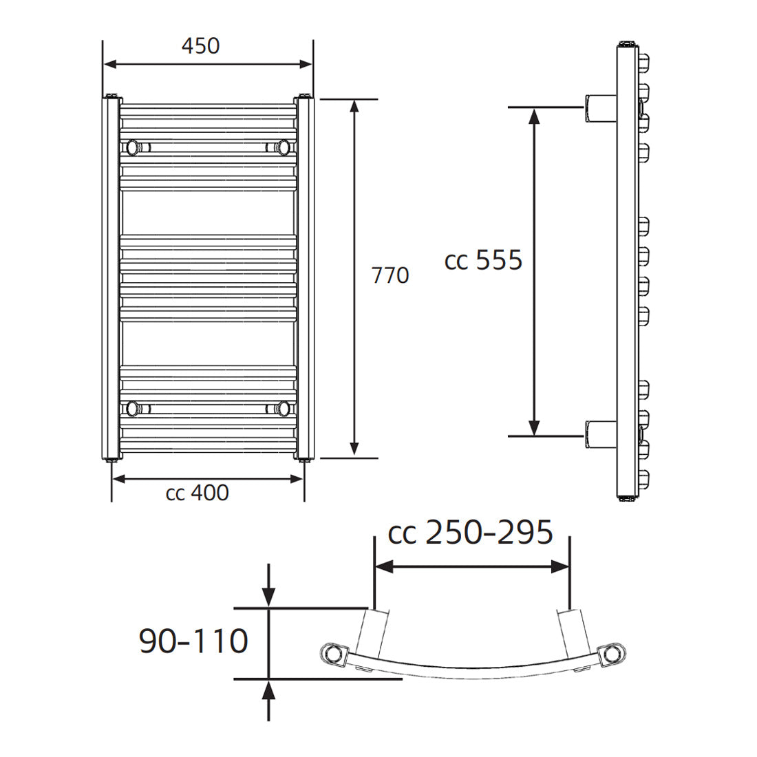 Håndkletørkere Hafa Ellips Krom 770x450