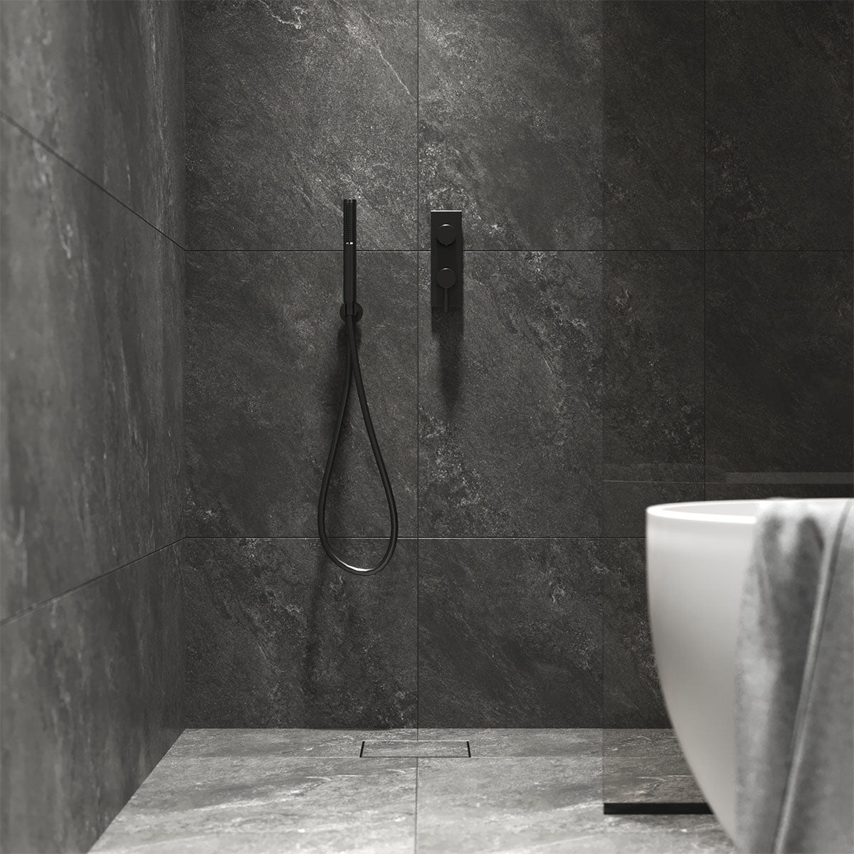 Prøvebit Gulvflis Newport Graphite Marmor Matt 60x60