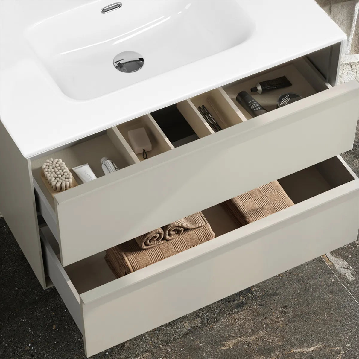 Servantskap og servant 80 cm Tenfors Nordlig Beige mink