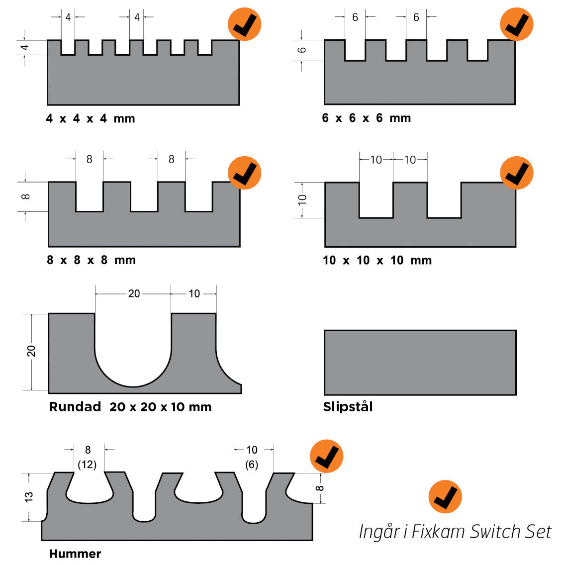 Tannsparkel Sett Switch 280 mm