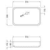 Frittstående Servant Solid Surface Tenfors Milos 51x33 cm Hvit Matt