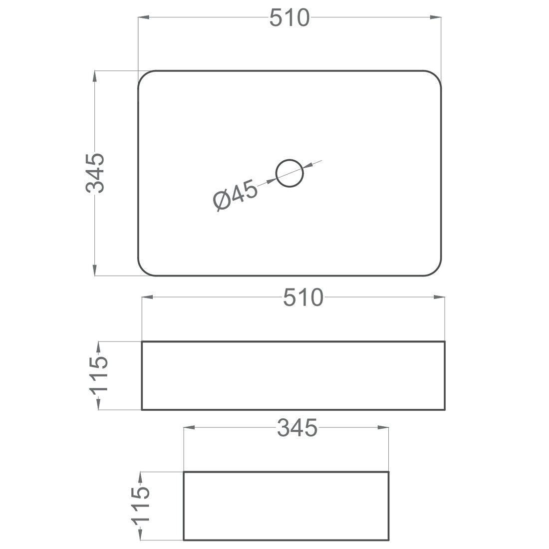 Frittstående Servant Tenfors Tre 51x35 cm Hvit Blank
