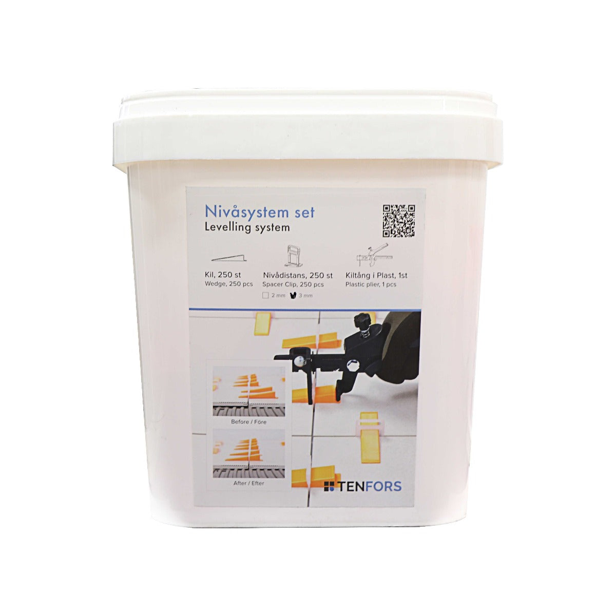 Tenfors Nivåsystem Set 3mm fuge, 250st